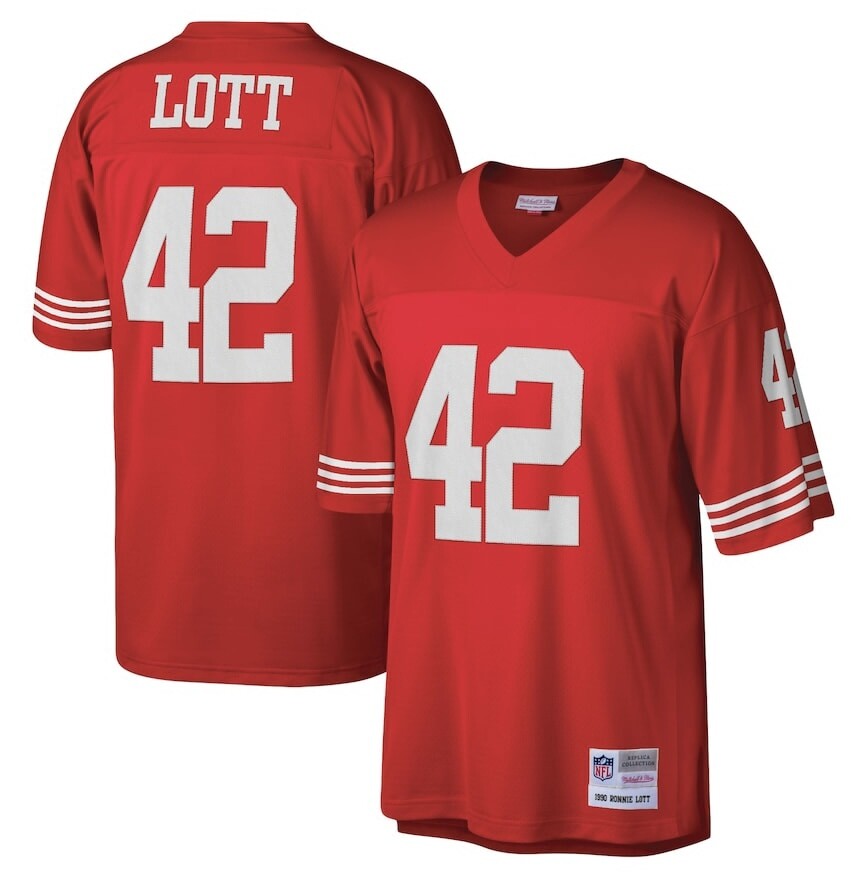 San Francisco 49ers 1990 Ronnie Lott Red Mitchell and Ness Jersey