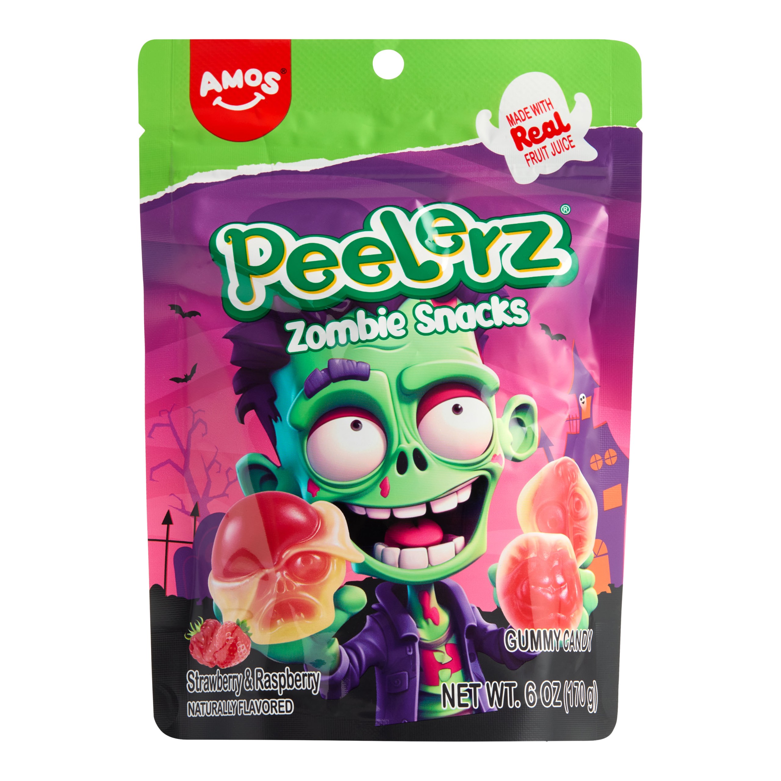 Amos Halloween Peelerz Gummy Zombie Snacks 6oz 12ct
