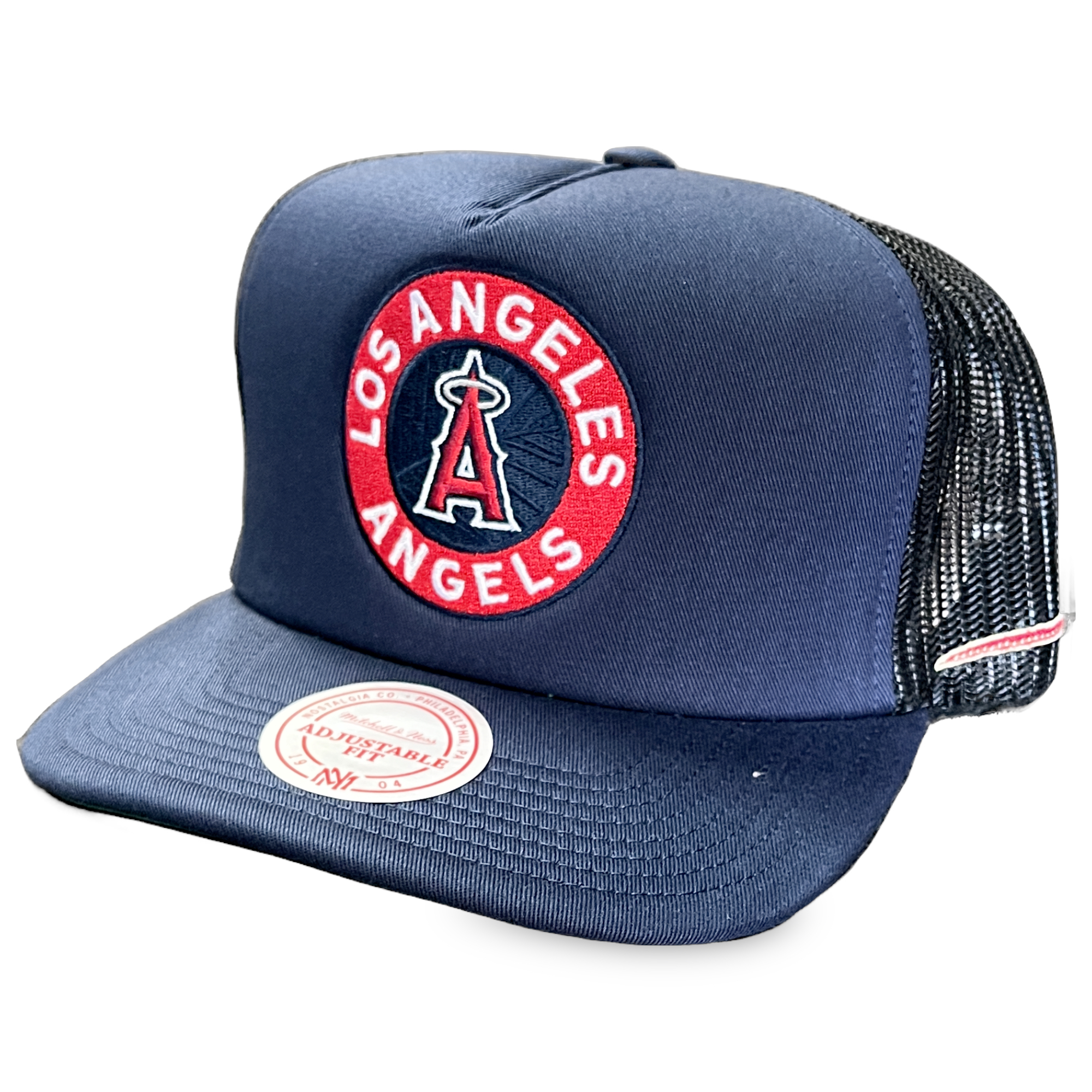 Los Angeles Angels Navy City Connect Mitchell and Ness Trucker 2.0 Snapback Hat
