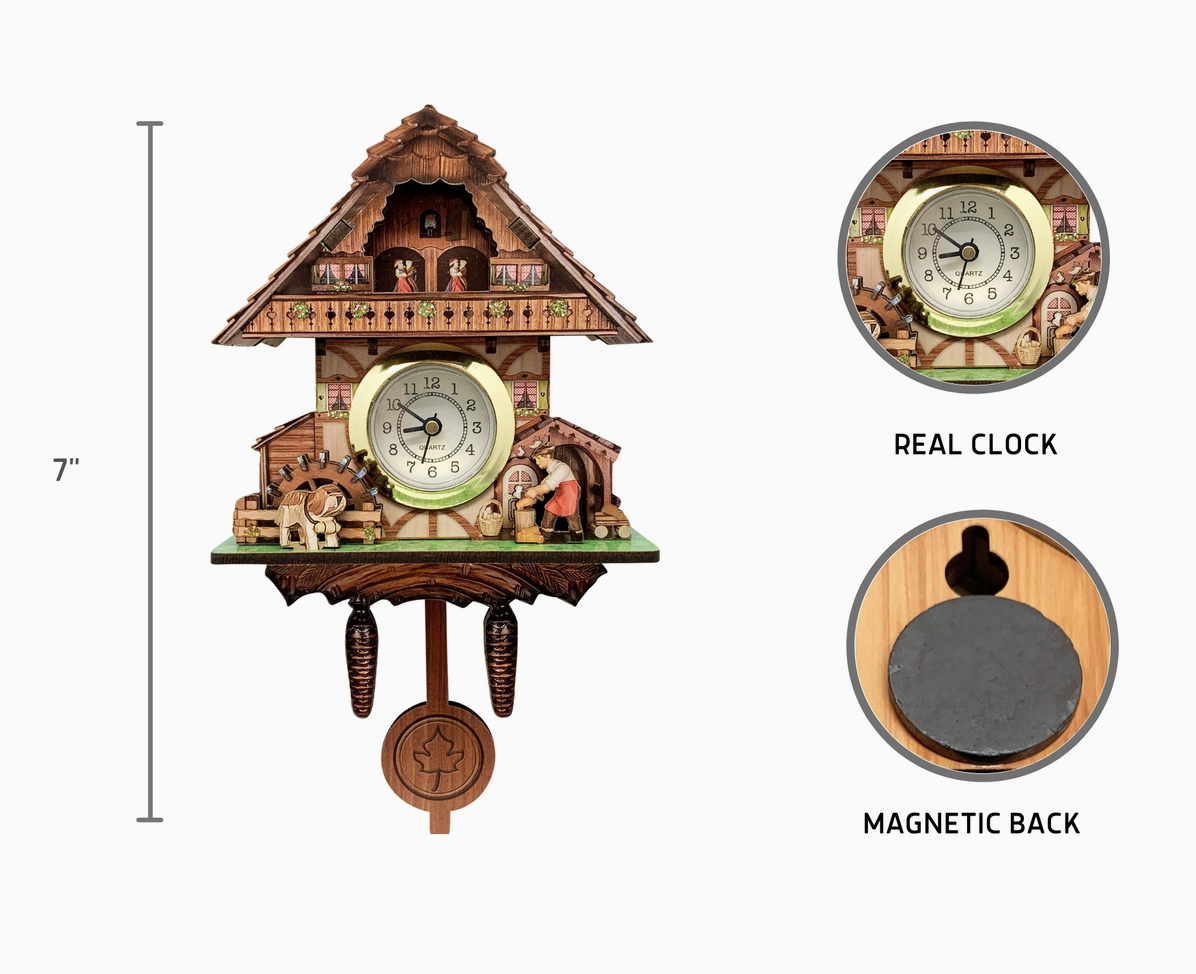 German Man & Dog Functioning Clock Kitchen Fridge Magnet