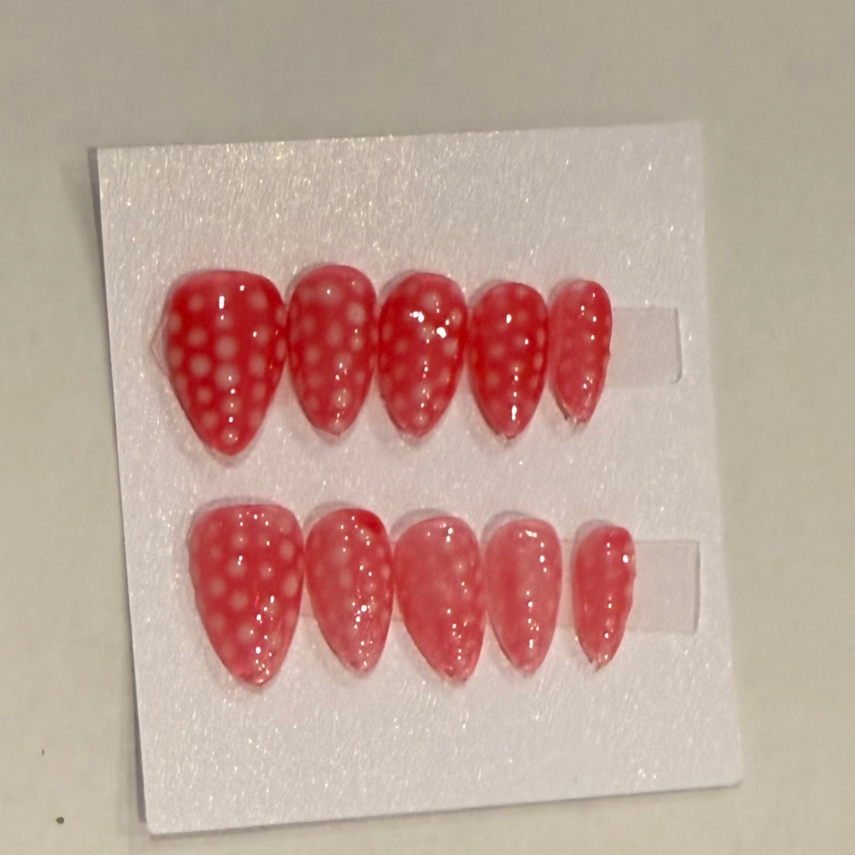Faded white polka hand-painted nail set
