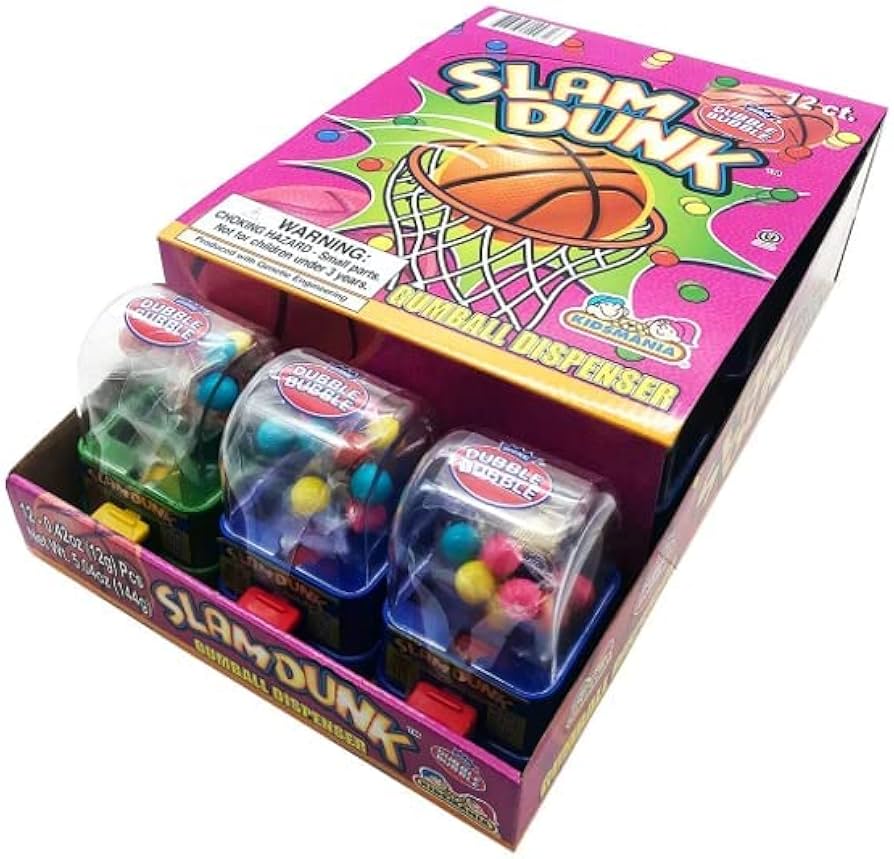 Dubble Bubble 12 Ct 0.42 Oz Slam Dunk Gumball Dispenser