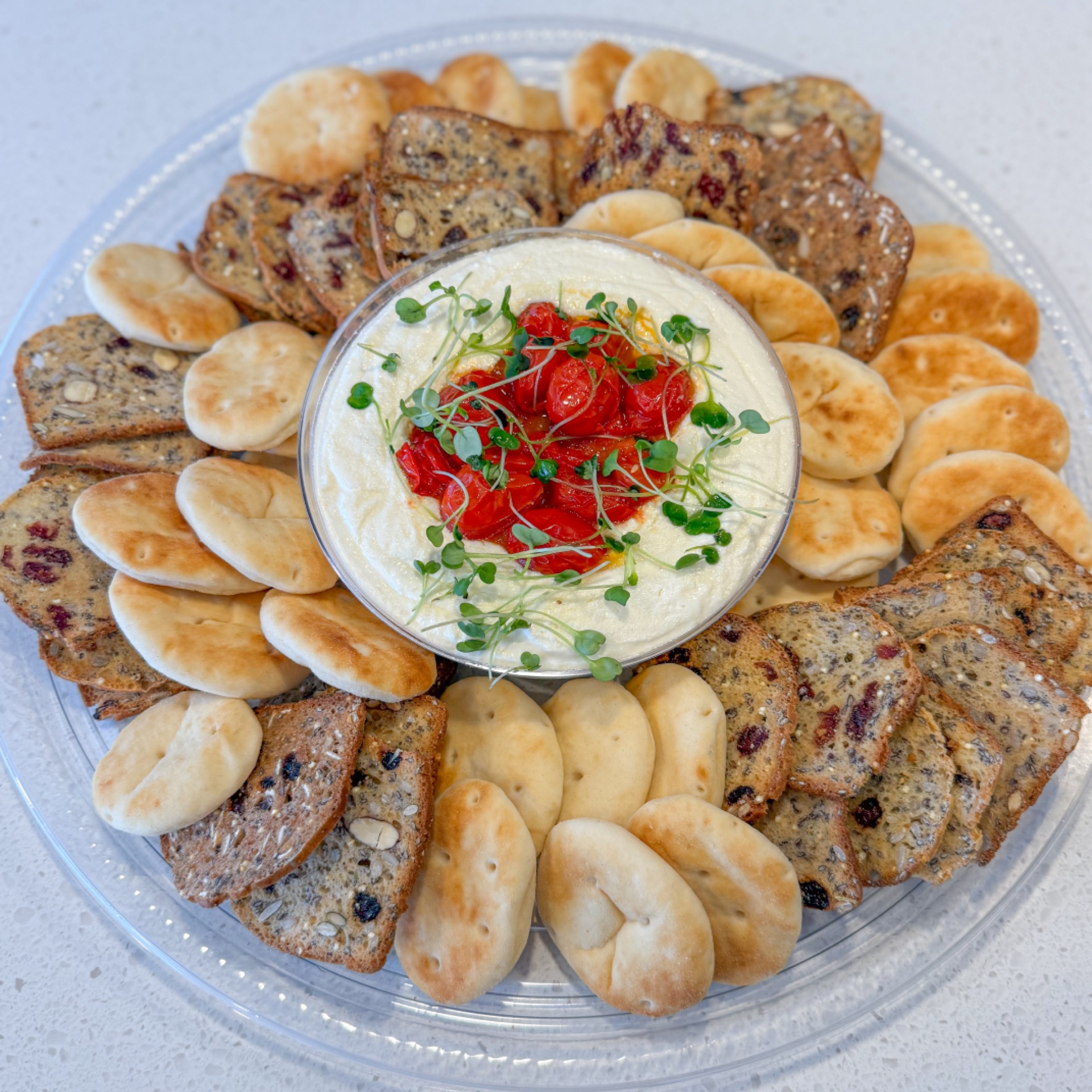 Whipped feta platter, crackers & naans