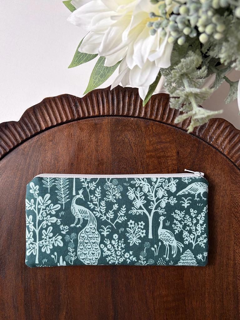 Pencil Pouch – Menagerie Silhouette Emerald – handmade pencil pouch