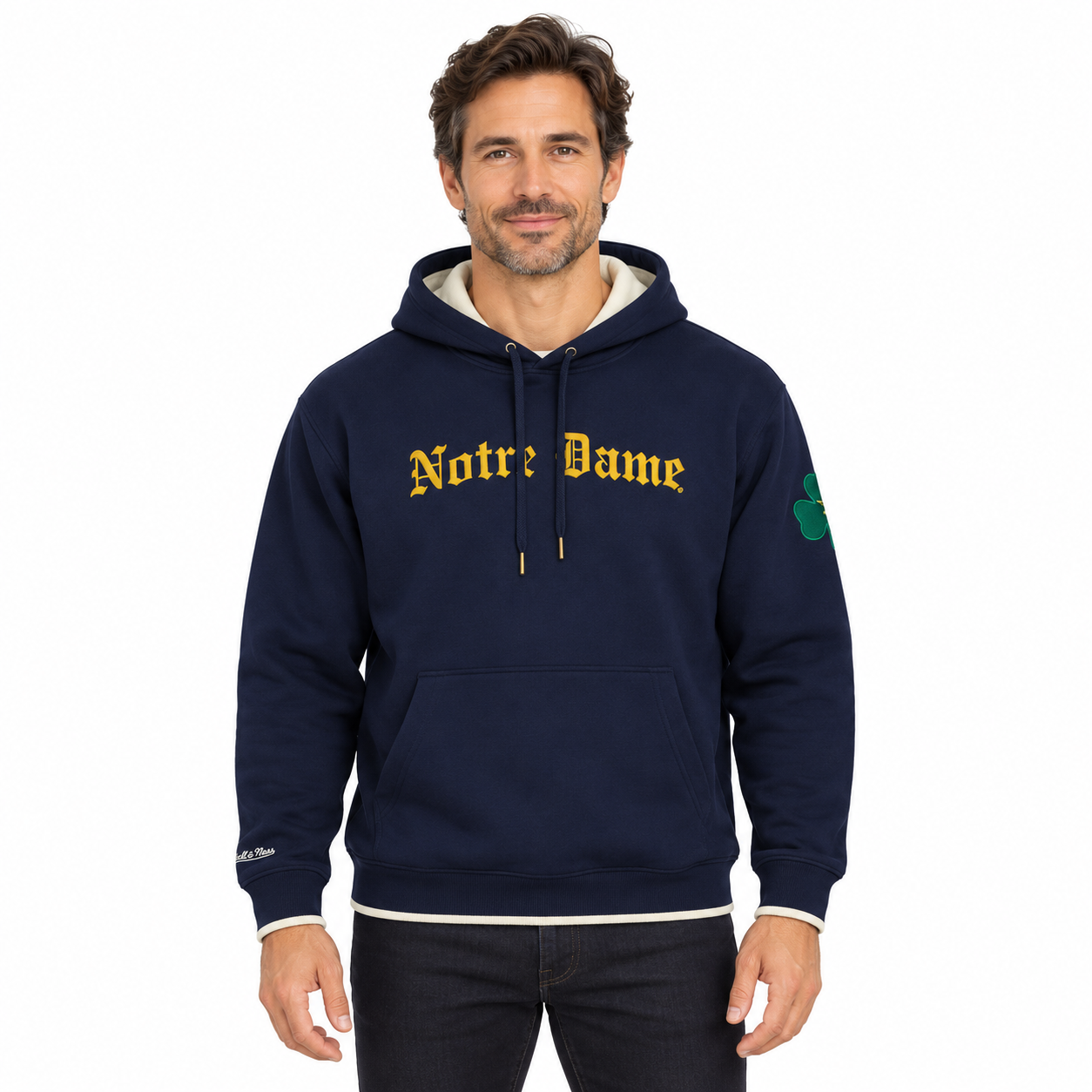 Notre Dame Fighting Irish Navy Mitchell and Ness Legacy Hooded Sweatshirt
