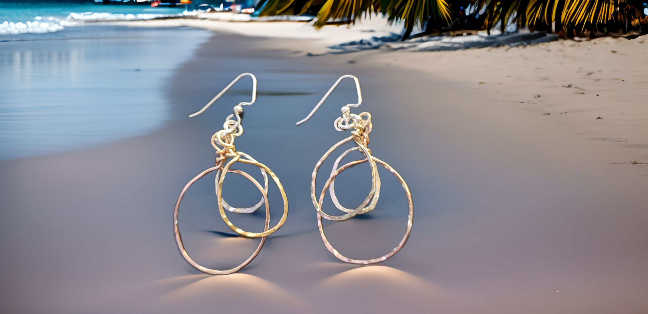 Trimetal Earrings by Moss Creek Art