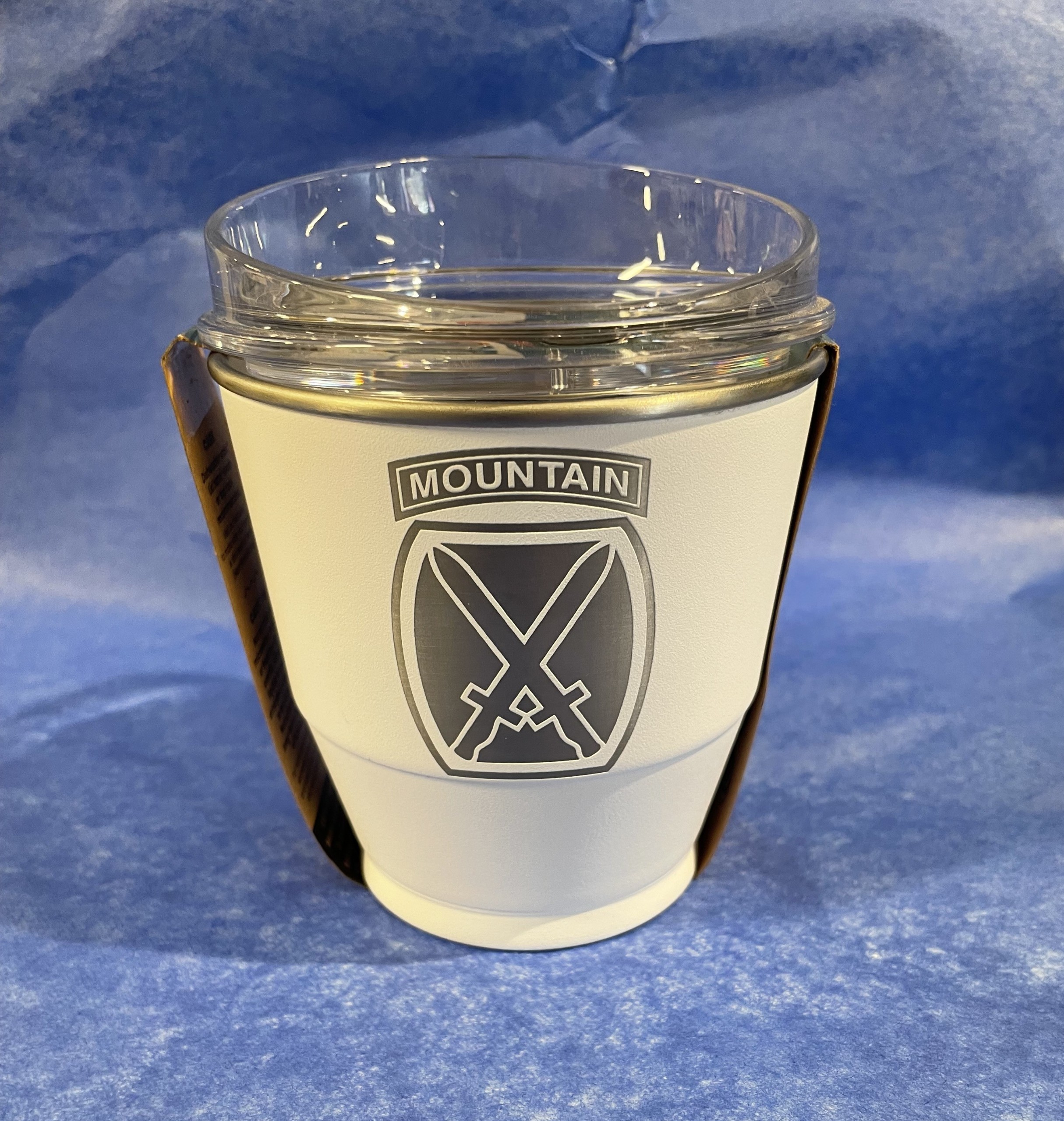 Wine and Whiskey Sip and Stacker with 10th Mountain Divison Logo
