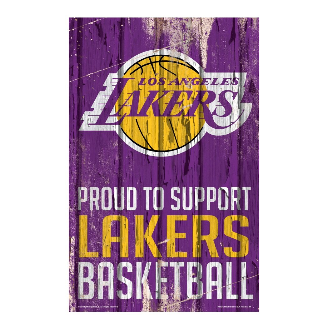 Los Angeles Lakers Proud to Support Wooden Sign 11x17"