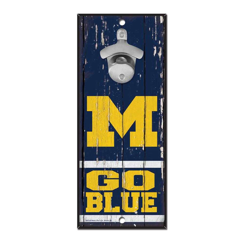 Michigan Wolverines Wood Bottle Opener 5x11"