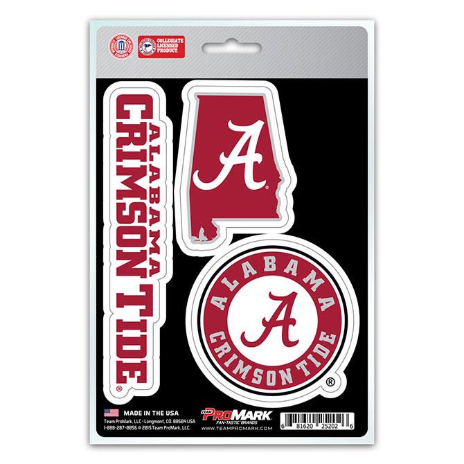 Alabama Crimson Tide Die Cut Team Decals 3pk