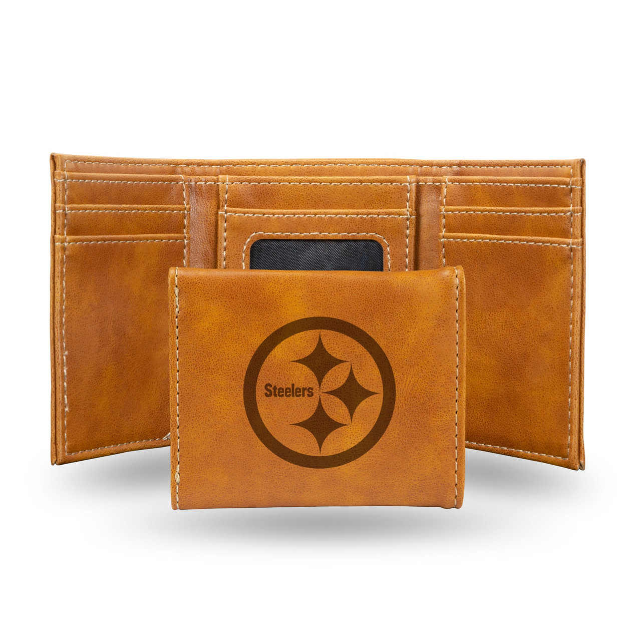 Pittsburgh Steelers Laser Engraved Trifold Leather Wallet