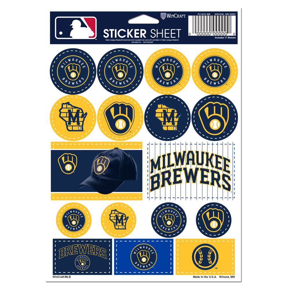 Milwaukee Brewers Vinyl Decal Sheet 5x7"