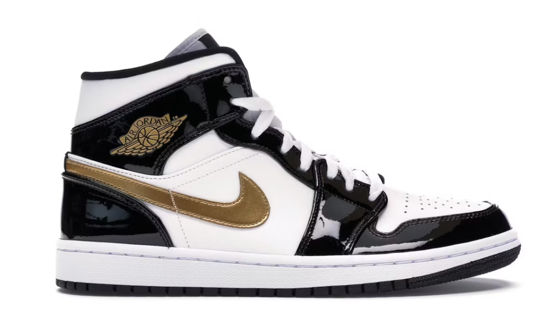 air Jordan1 mid black gold patent size 12 (new)