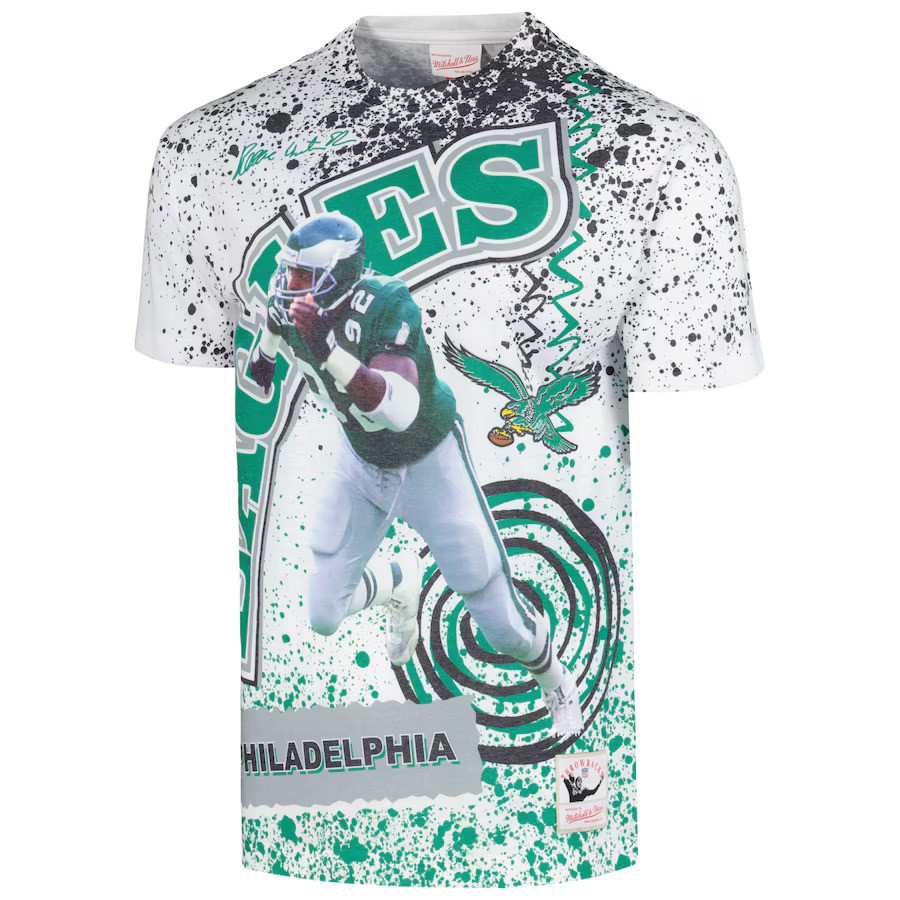 Philadelphia Eagles Reggie White Retro Player Burst Mitchell and Ness Subliminated Shirt
