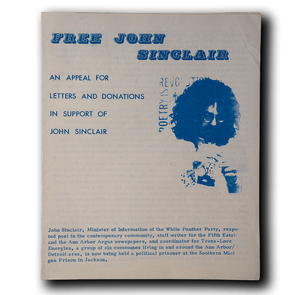Sinclair, John -- John Sinclair Defense Fund Appeal [Counterculture Ephemera]