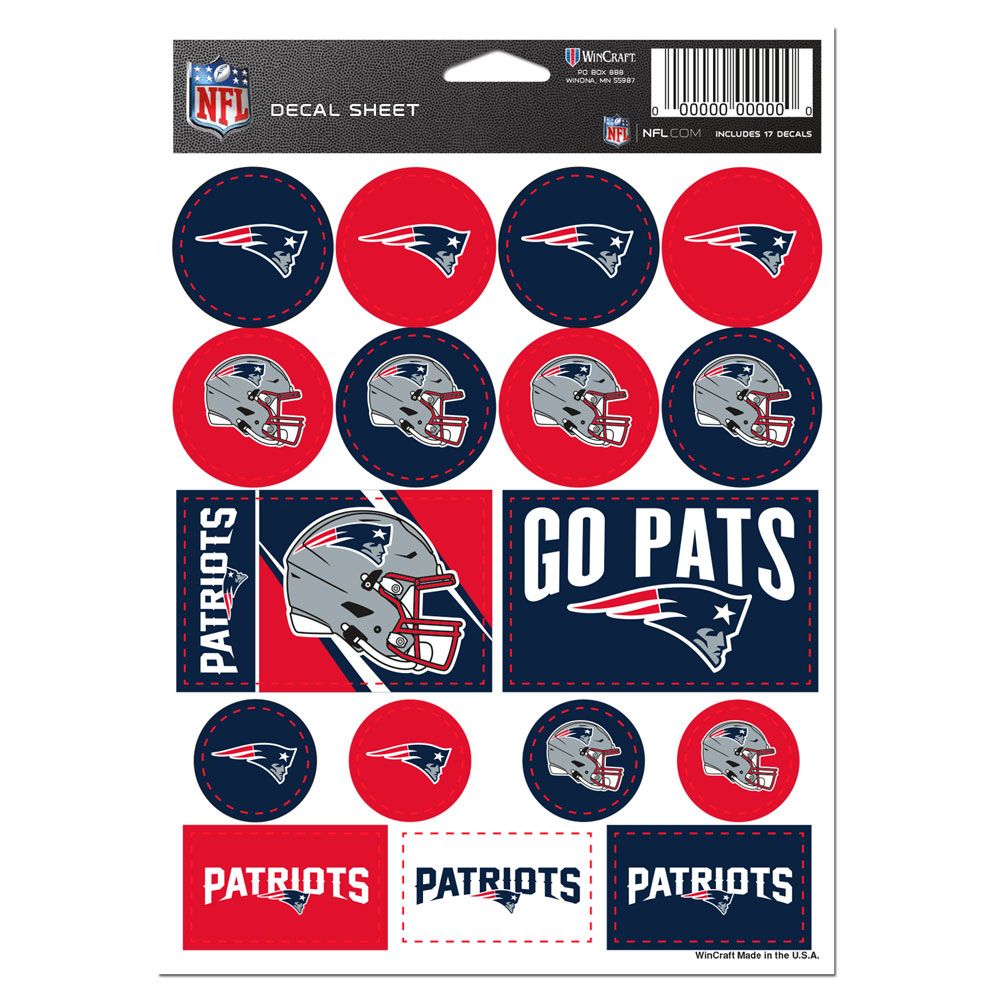 New England Patriots Vinyl Decal Sheet 5x7"