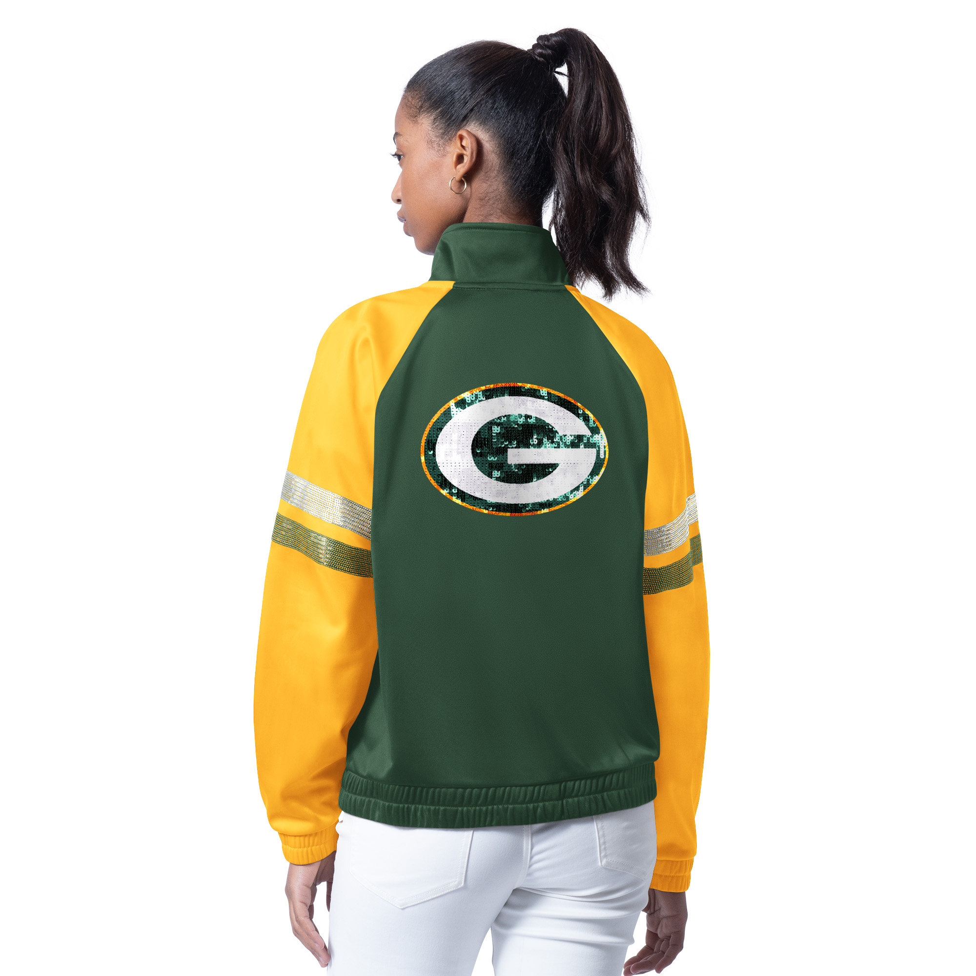 Green Bay Packers Ladies Green/Yellow g-III Sideline Flash Full Zip Jacket