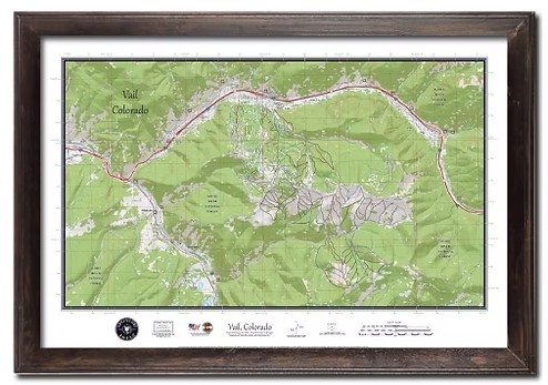 Vail Colorado Topographic Map with Barnwood Frame