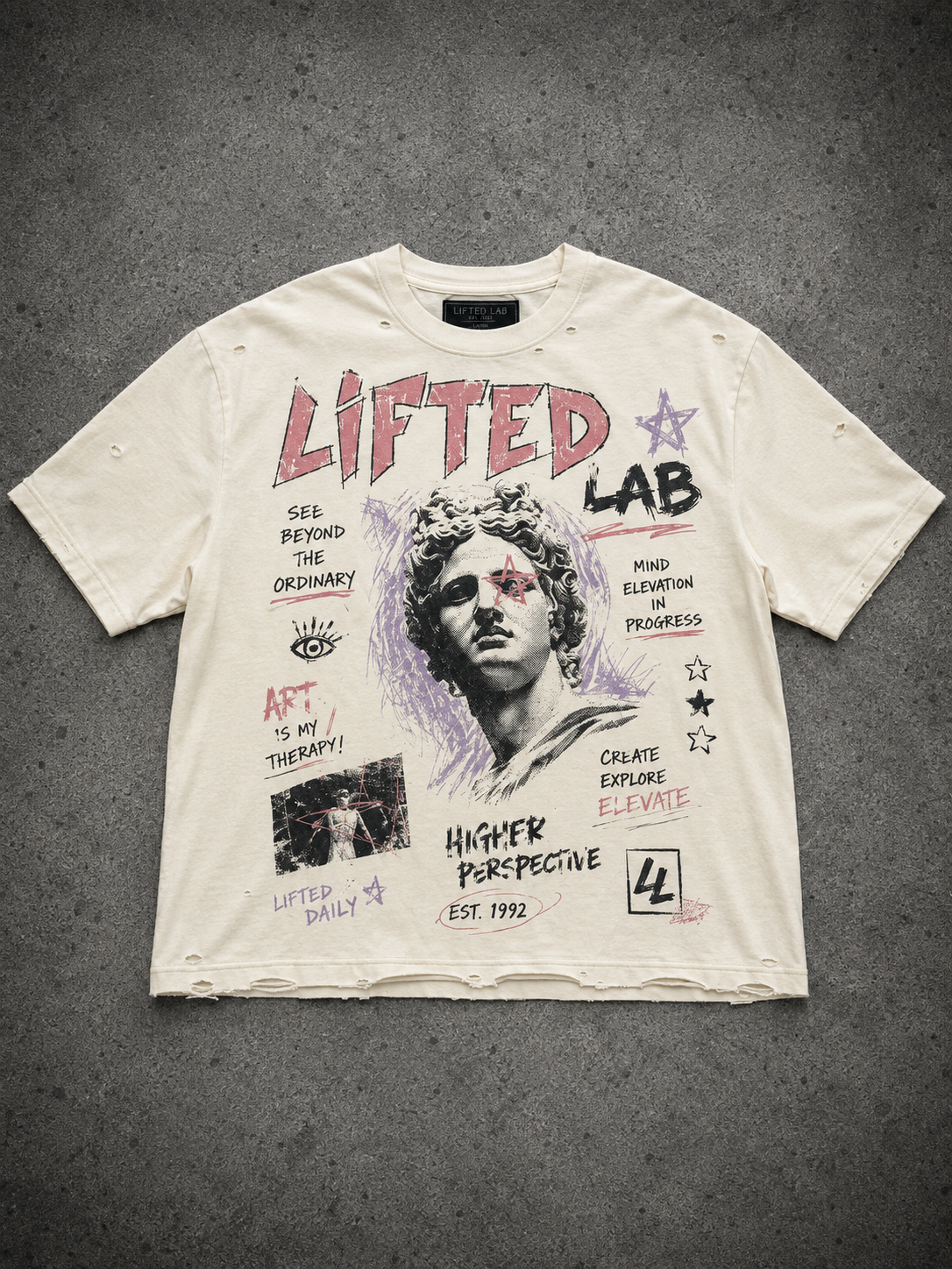 LIFTED LAB Art Is My Therapy Tee	Vintage Cream