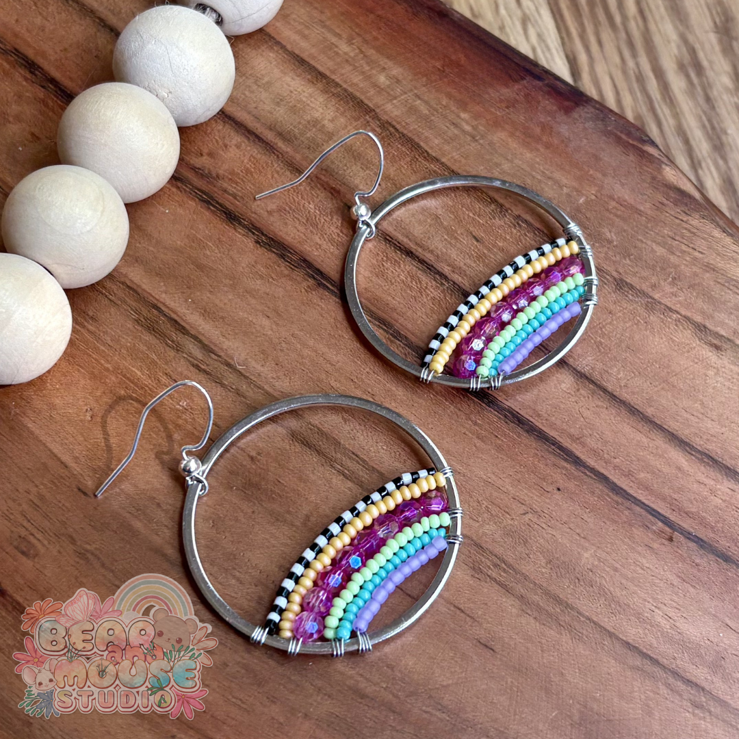 Silver Retro Daydream Hoop Earrings preview image