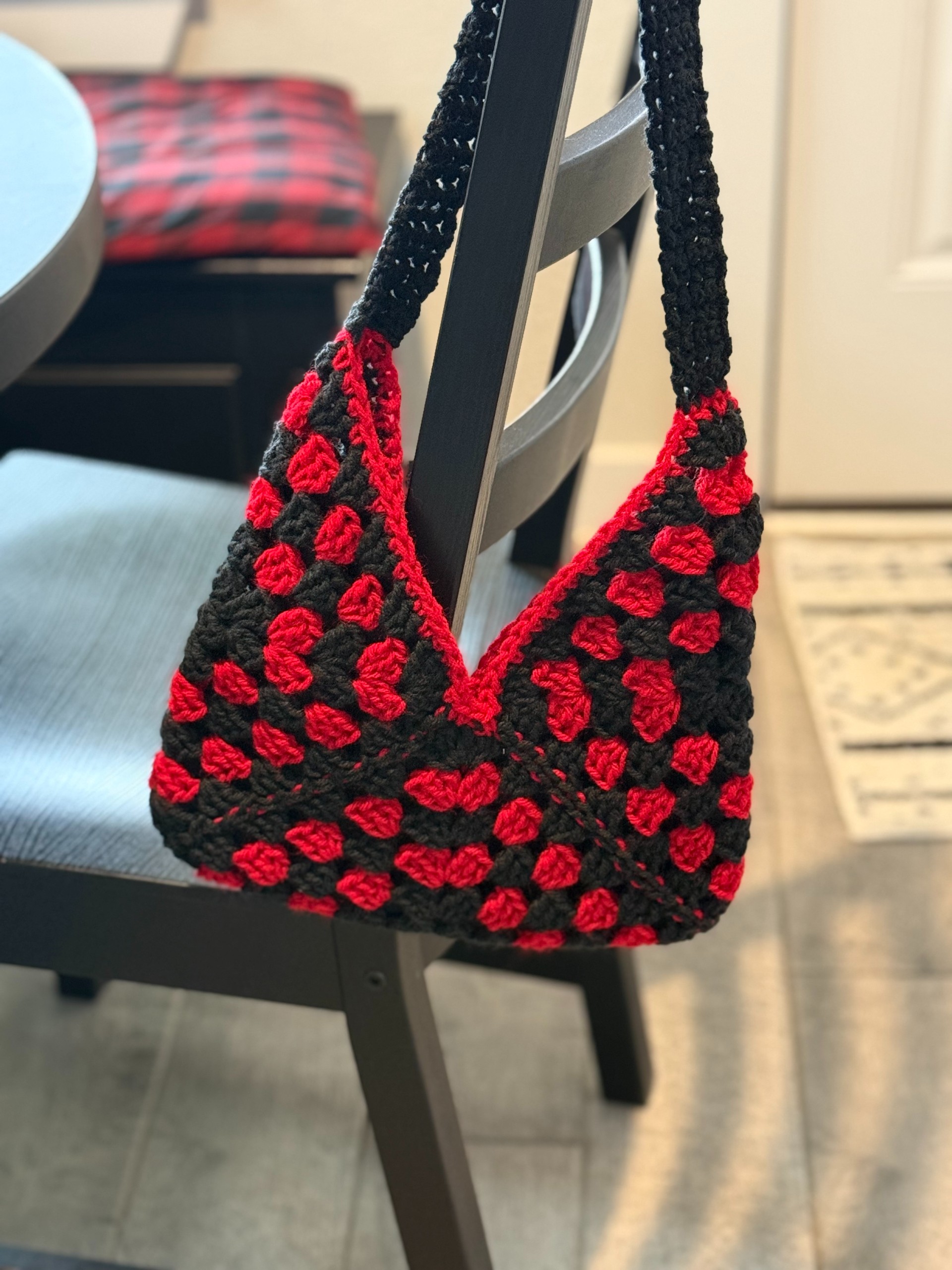 Black & Red Textured Tote