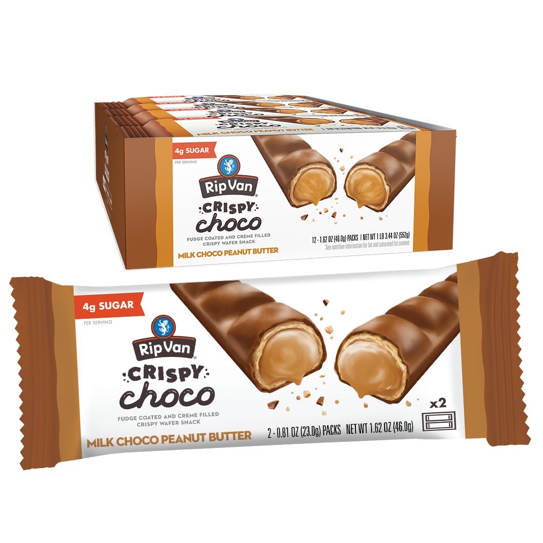 Rip Van Milk Choco Peanut Butter Wafer Bars 1.62 oz 12 ct