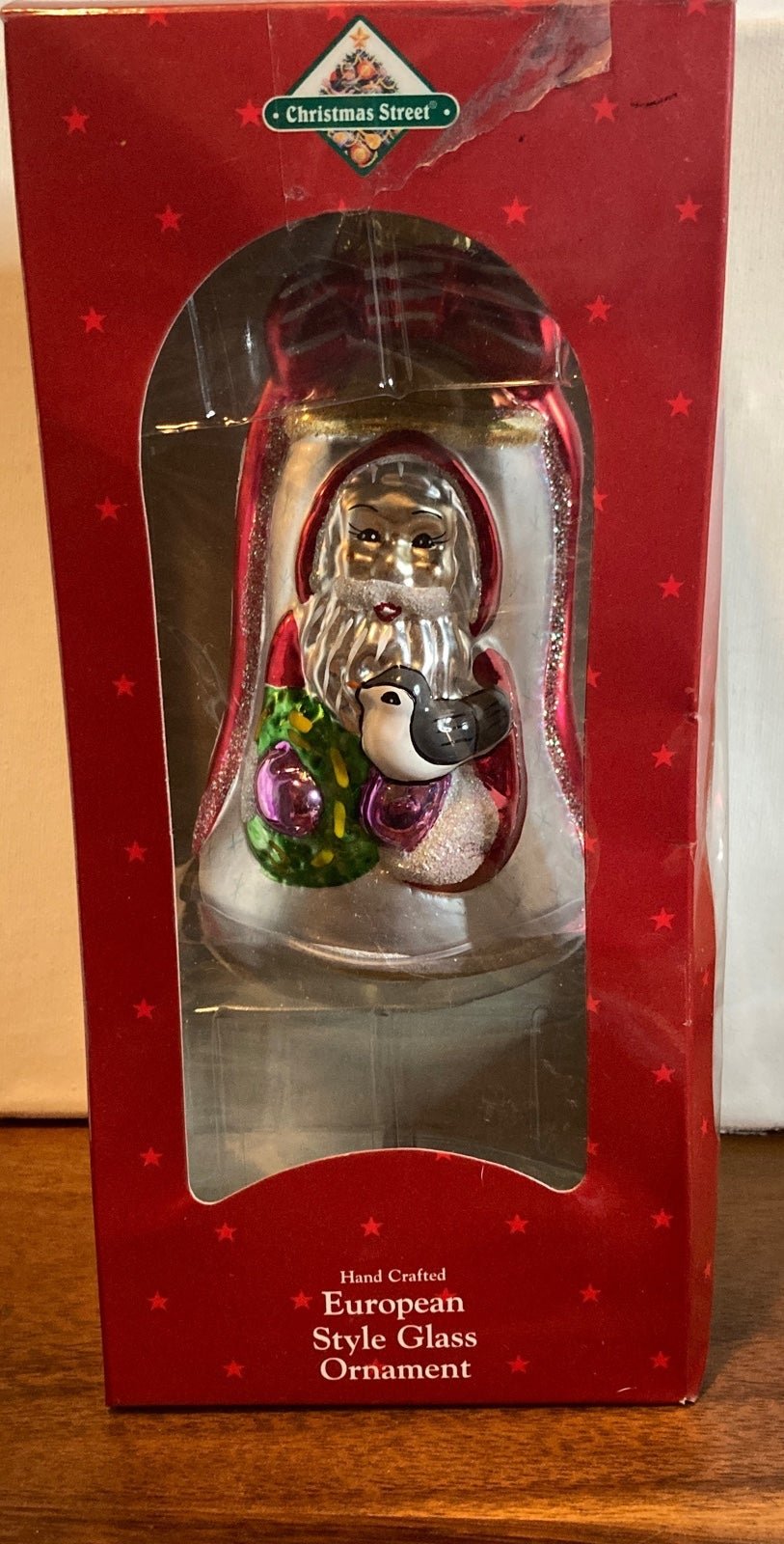 NICK O'BELL Glass Ornament Bell Santa Christmas