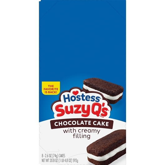 Hostess Suzy Q Chocolate Cream Cake 2.6 oz 8 ct SINGLE SERVE