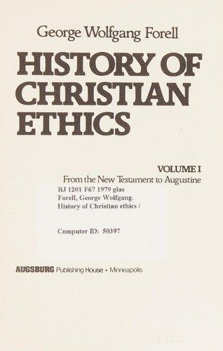 Cover of History of Christian Ethics