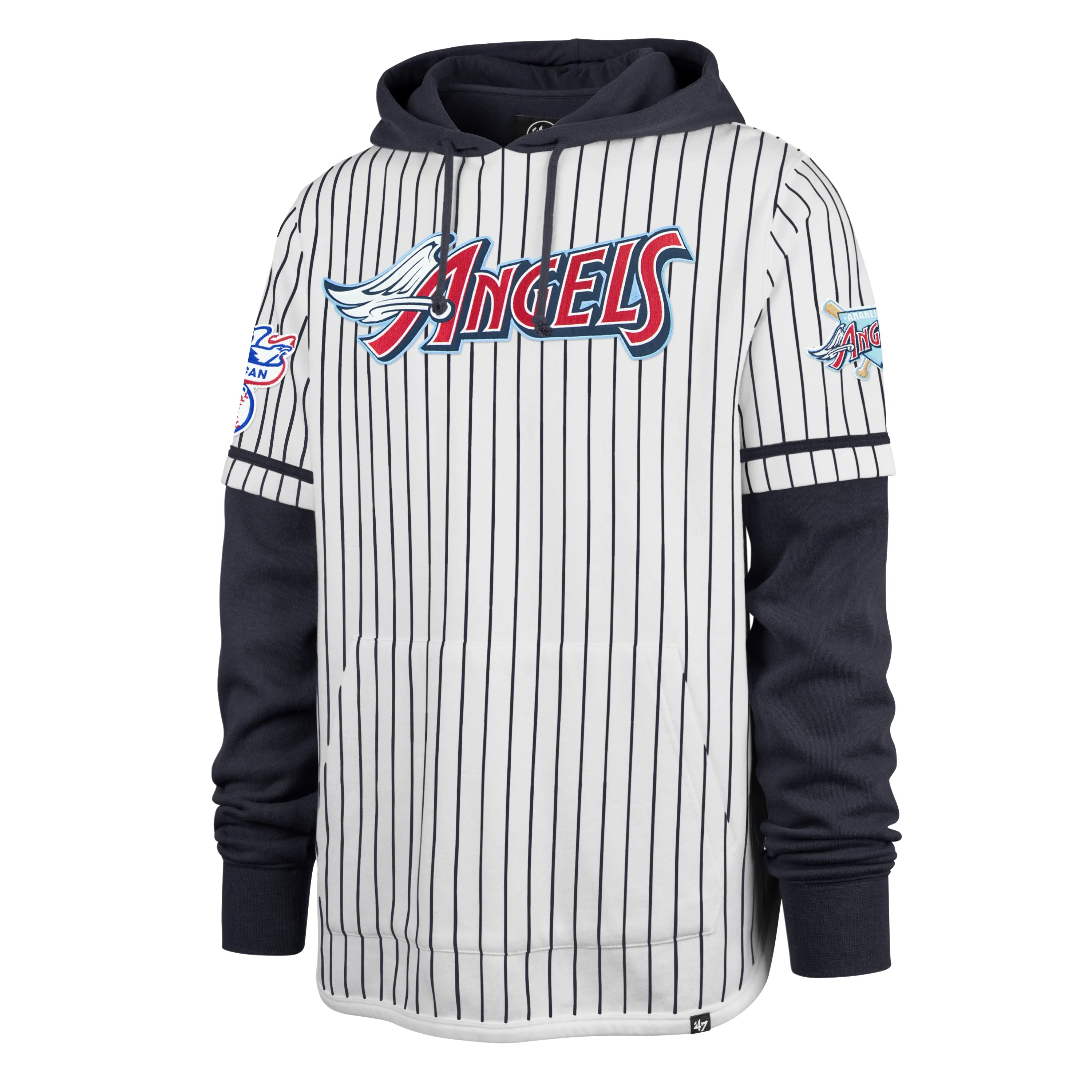 Anaheim Angels Cream '47 Pinstripe Pullover Hooded Sweatshirt
