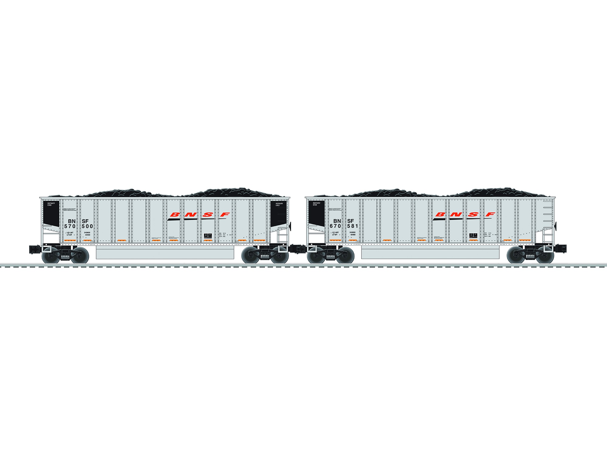 Lionel BNSF Rotary Dump Gondola 2 Pack 684033 O Scale