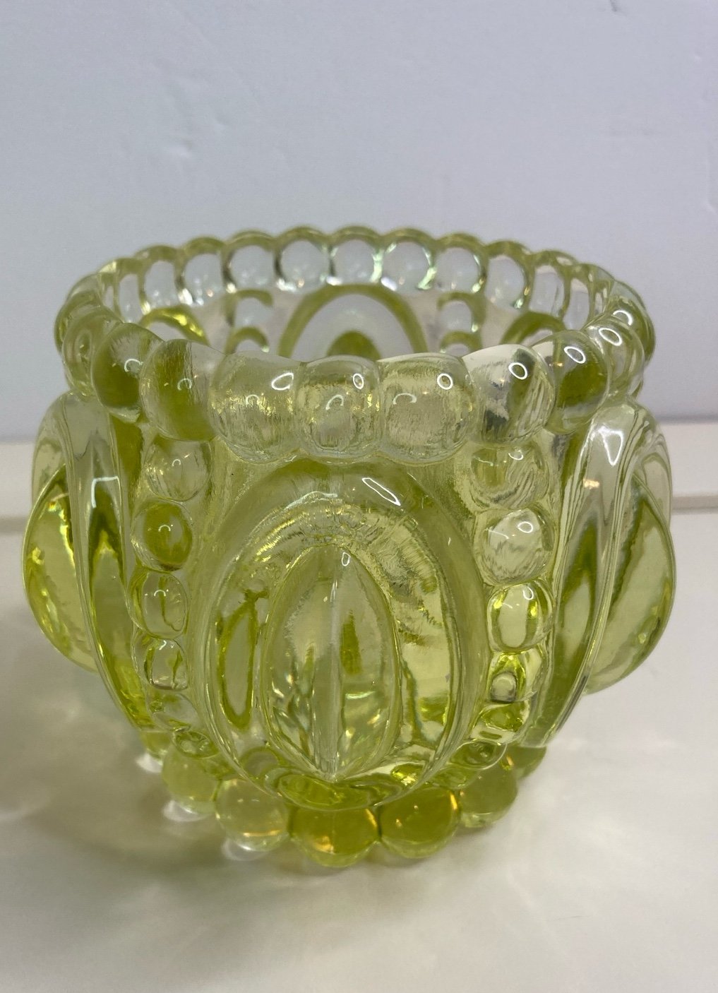 Glass YELLOW Votive Candle Holder Bubble Glass