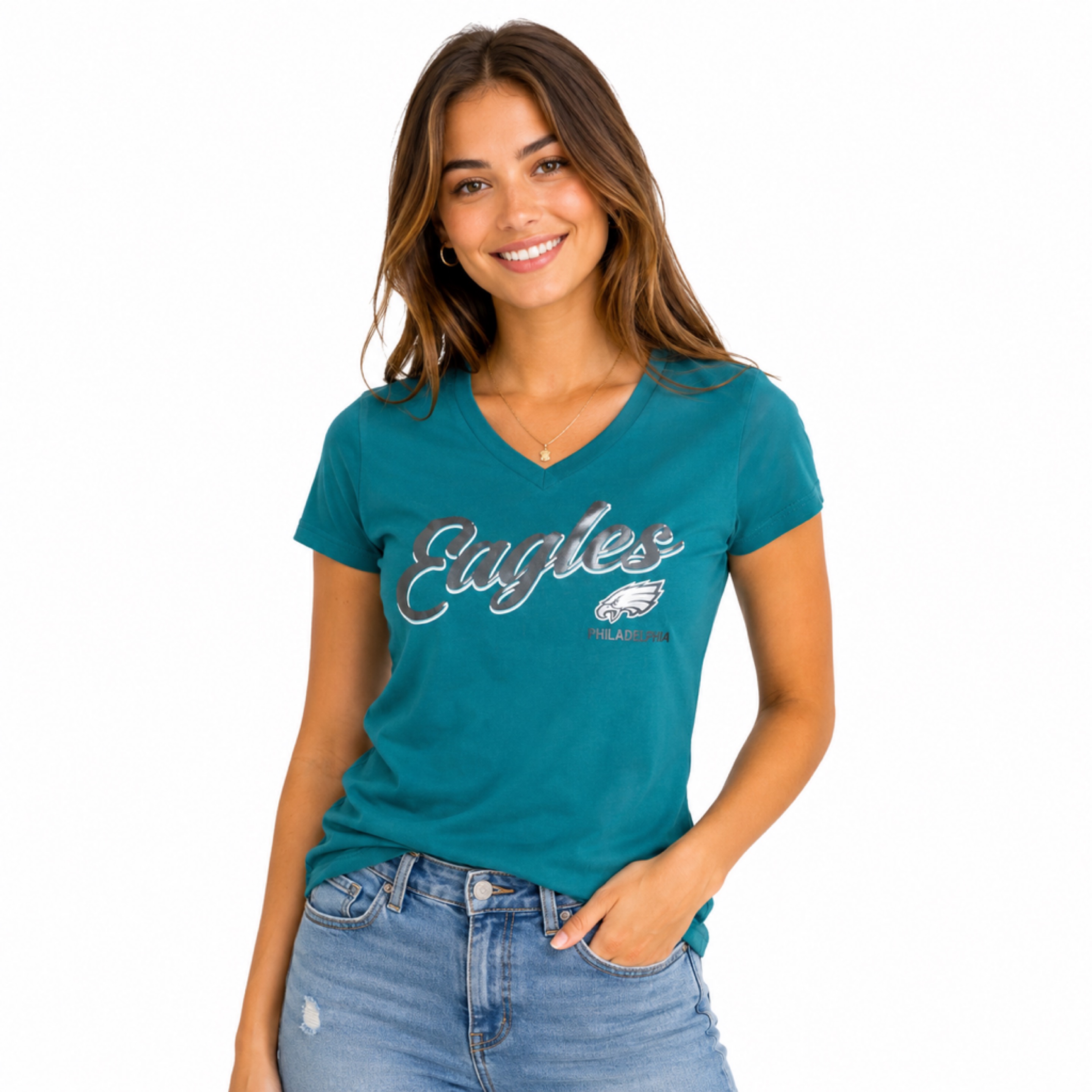 Philadelphia Eagles Ladies Green G34HER Field Script Shirt