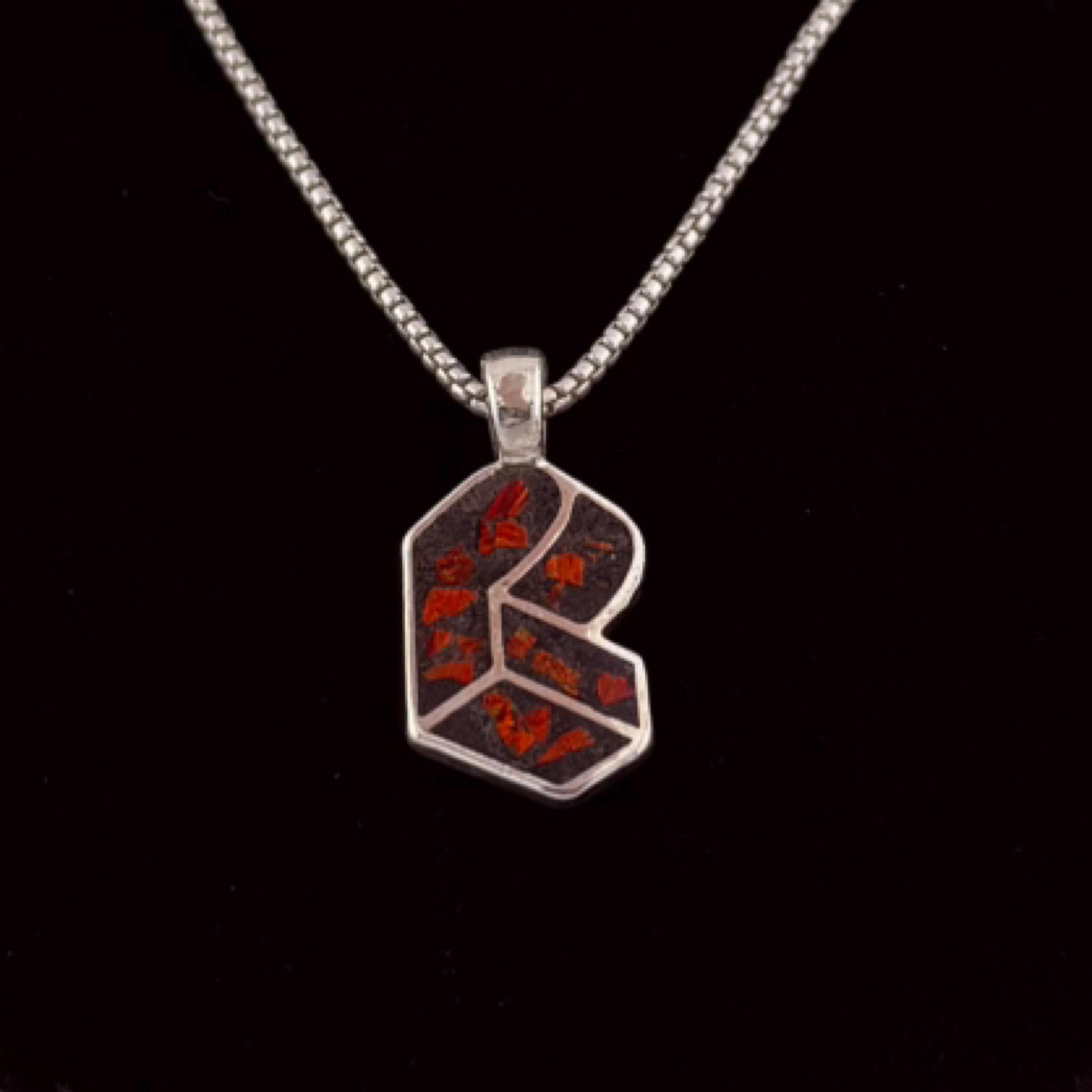Pretty Lights New Era Logo Pendant – Stone Inlay, 925 Sterling Silver