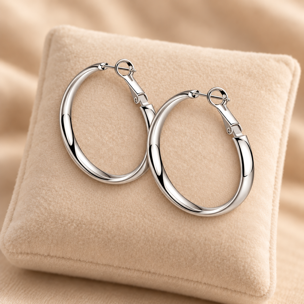 316 Stainless Steel Silver Round Minimalist Hoop Earrings