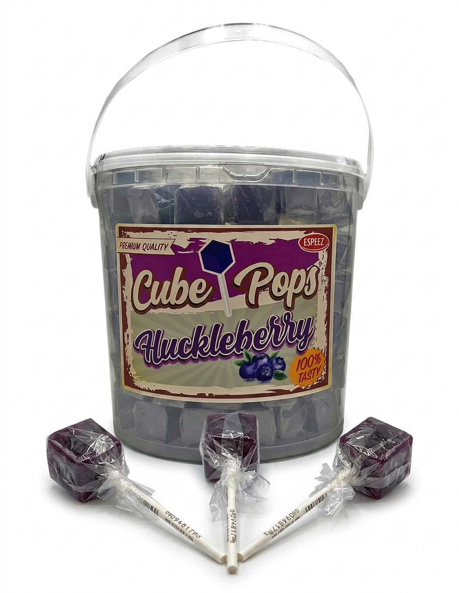 Espeez Cube Pops Lollipops Huckleberry Tub 100ct