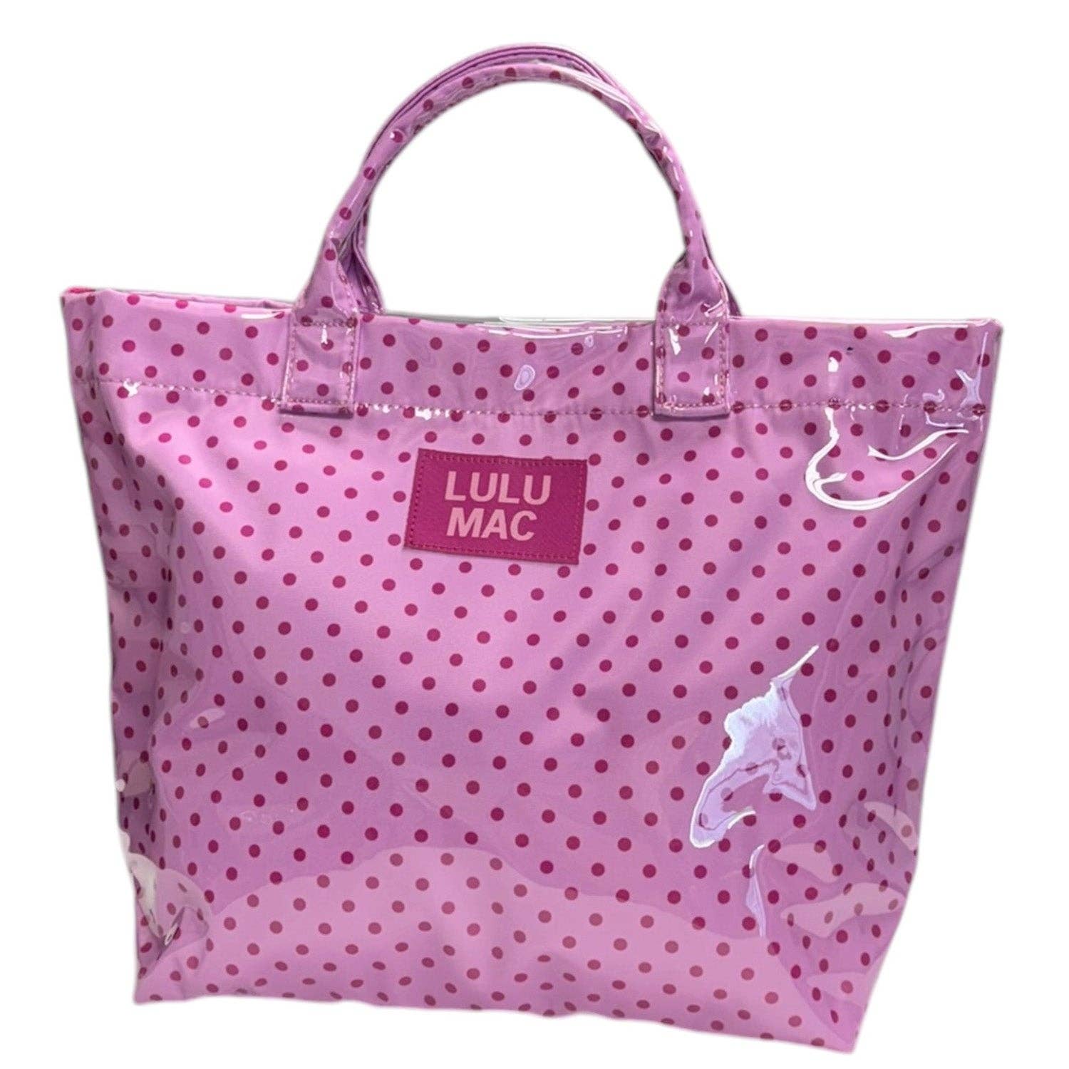 LM-BG-1003 TOTE BAG LIGHT PINK/HOT PINK DOT — Bama Tan boutique, Tuscaloosa AL