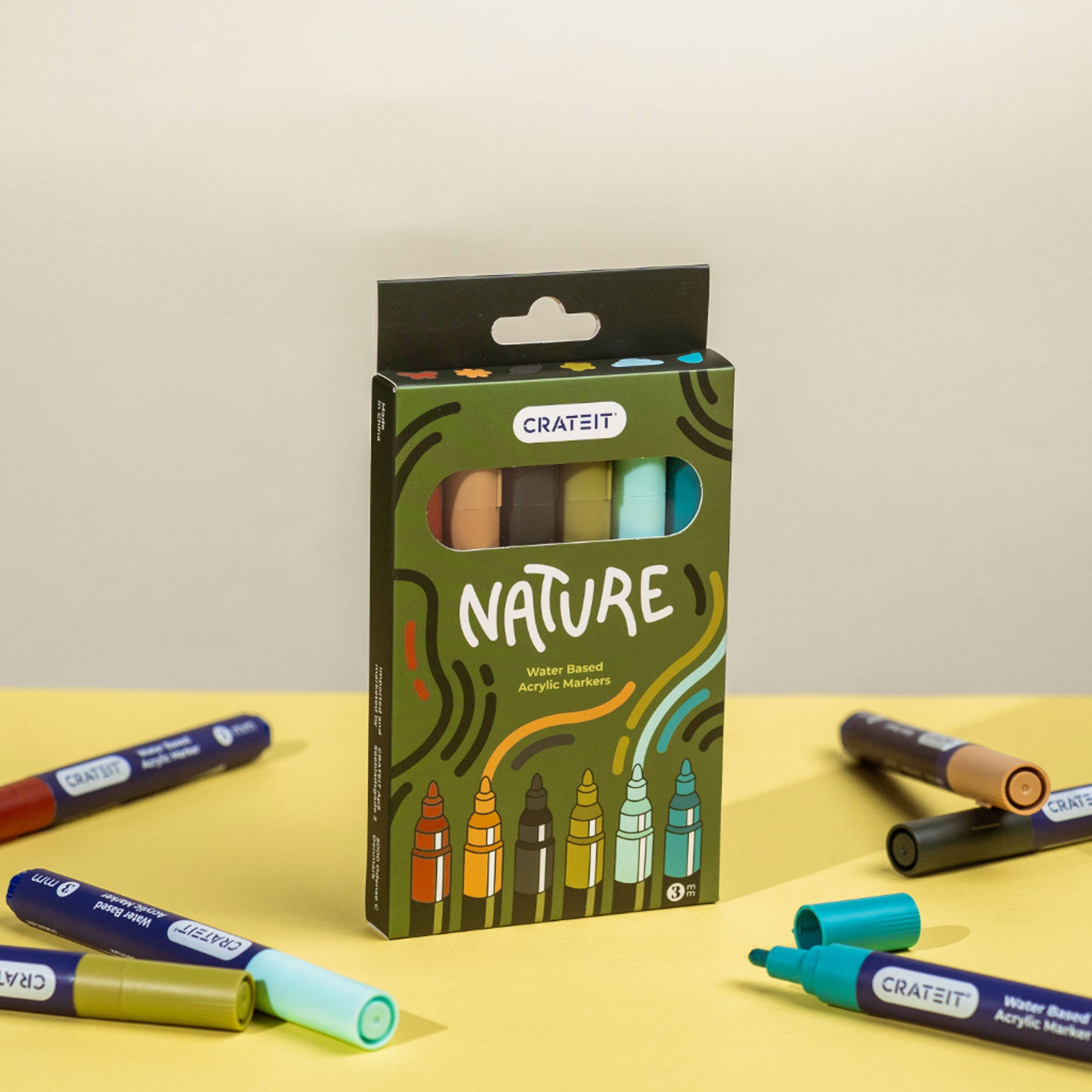 Nature Markers | 3mm — 6 pc Water-based Colouring Pens: Multi-Coloured