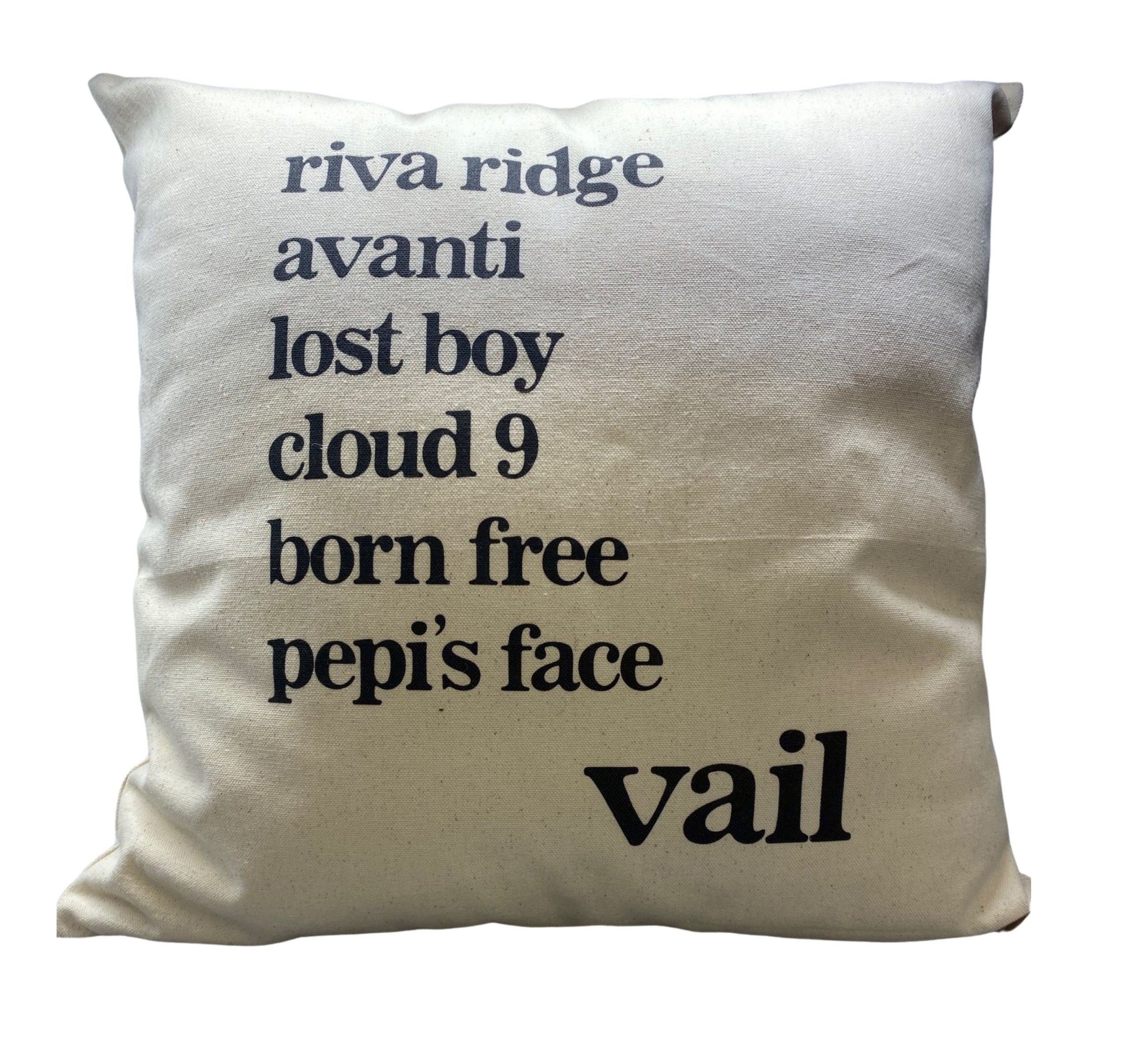 Vail Trail Names Pillow