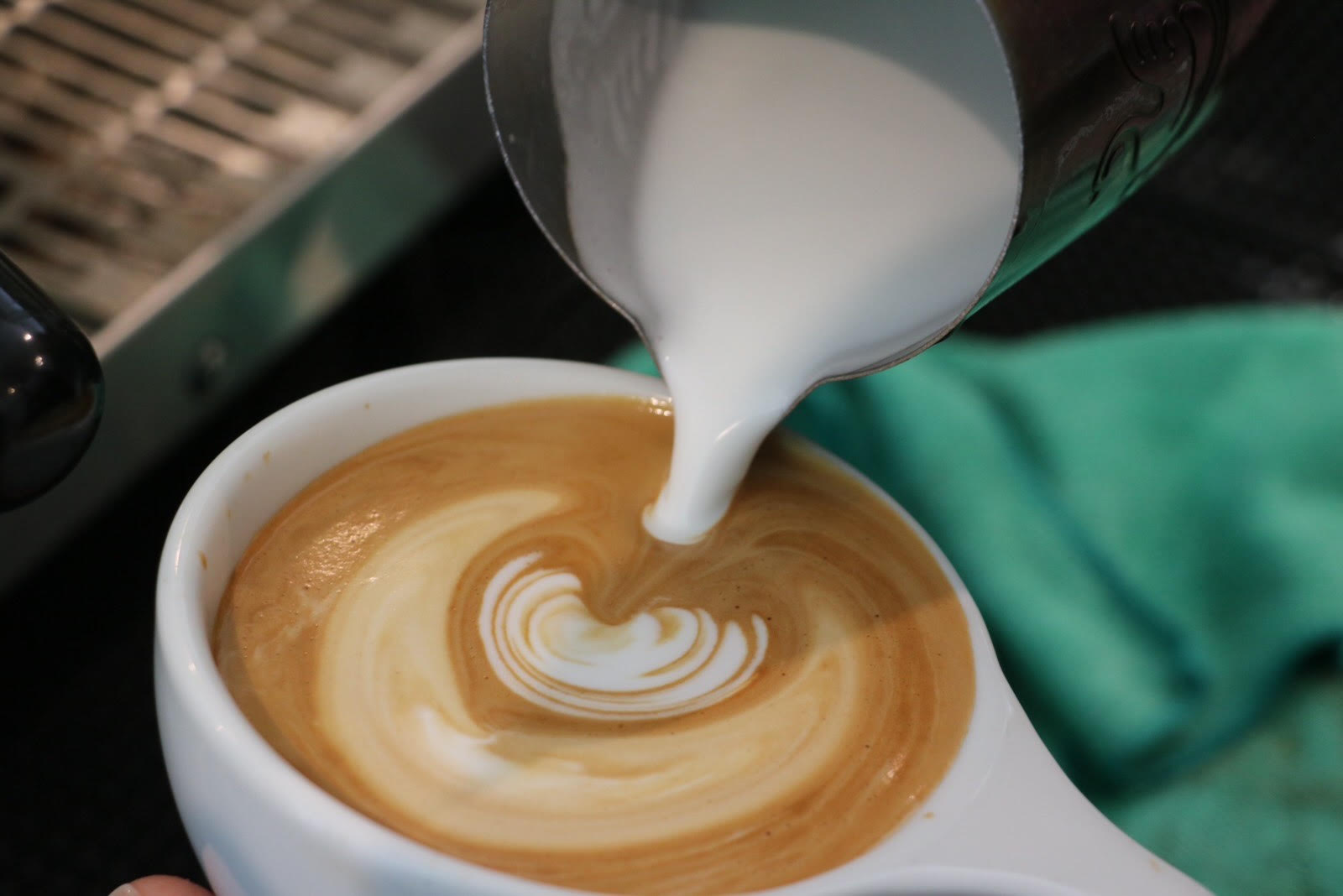 Pouring a latte