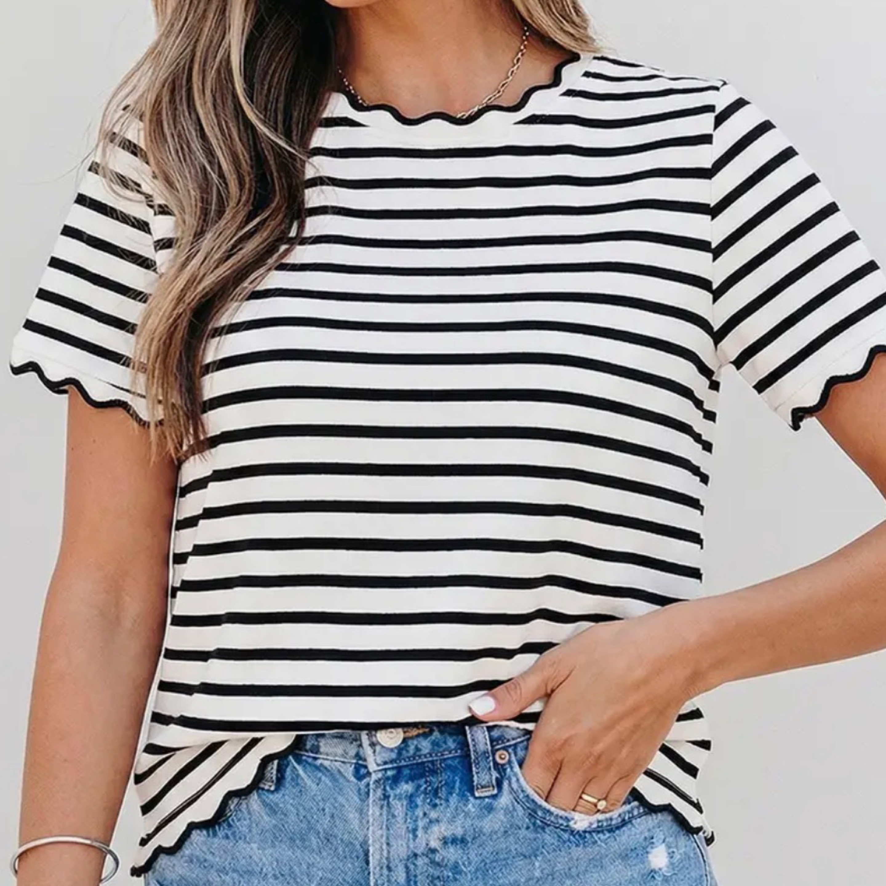 Aapparella stripe top accent trim — Bama Tan boutique, Tuscaloosa AL