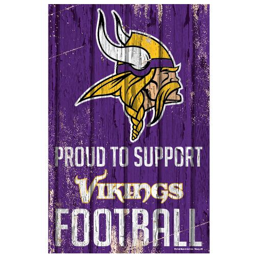 Minnesota Vikings Proud to Support Wooden Sign 11x17"