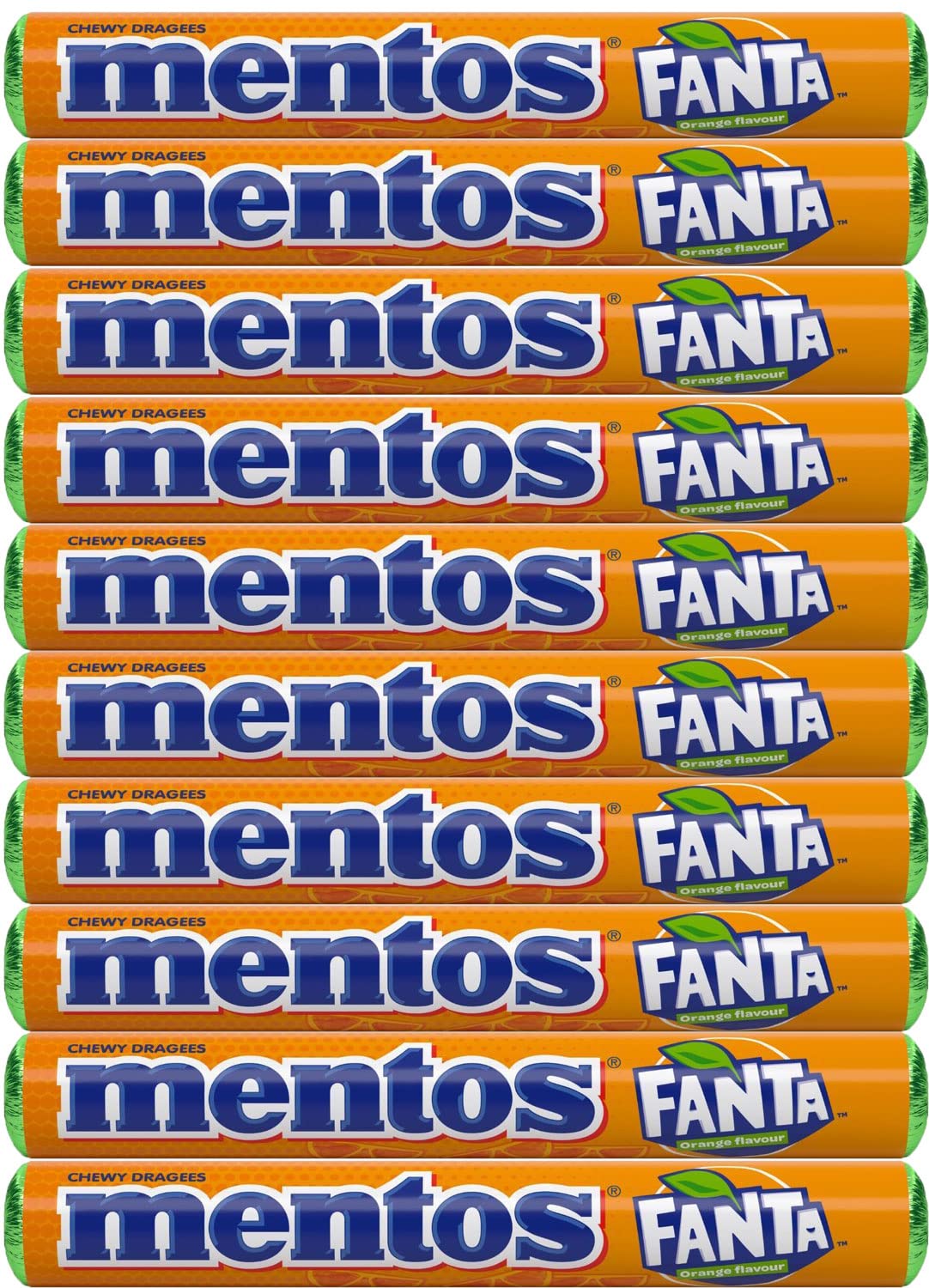 Mentos Orange Fanta Soda Fruit Chewy Candy Roll Import 16 ct Tray