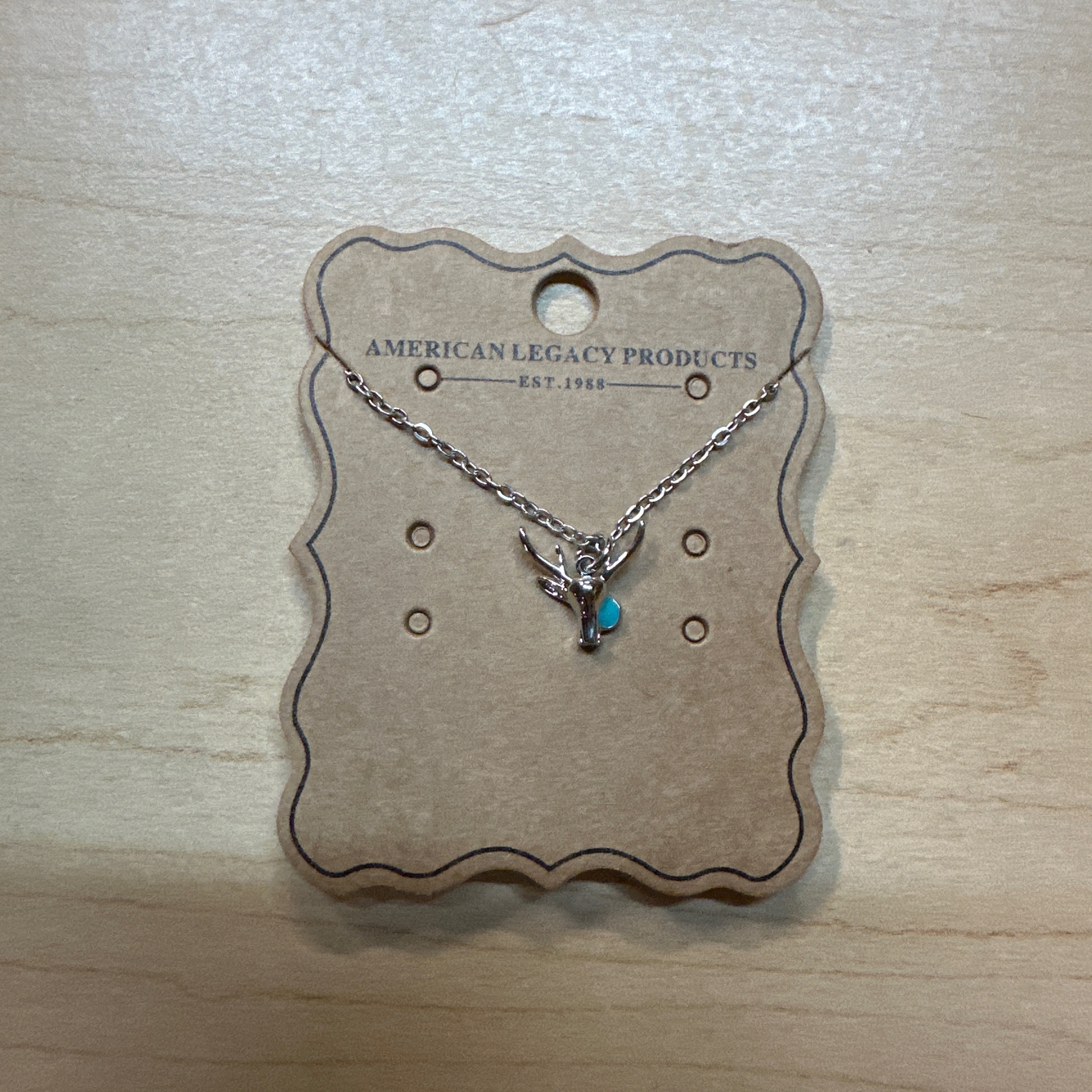 Elegant Stag Head Turq/silver necklace