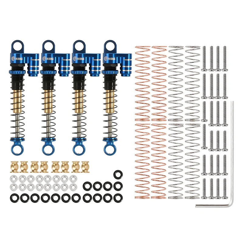 43mm Aluminium Threaded Double Barrel Shocks for SCX24 Blue