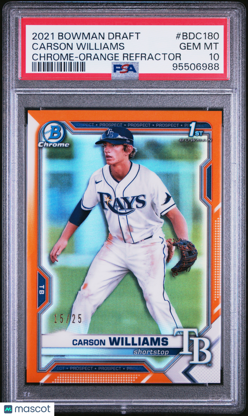 2021 Bowman Draft 1st Bowman Carson Williams Chrome Orange Refractor /25 PSA 10