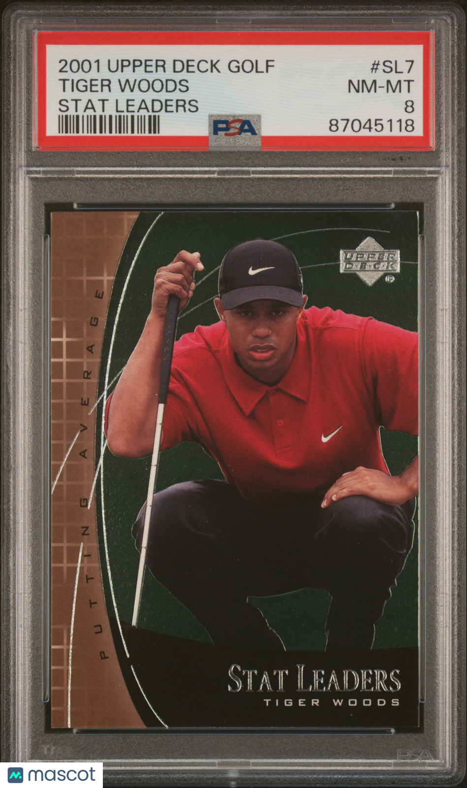 2001 Upper Deck Stat Leaders Tiger Woods #SL7 PSA 8