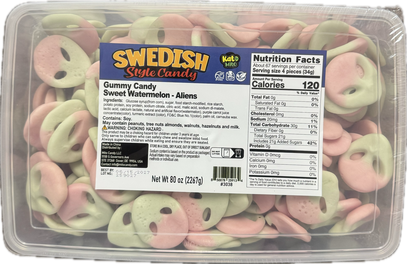Mito Swedish Style Alien Gummy Sweet Watermelon 5 lb