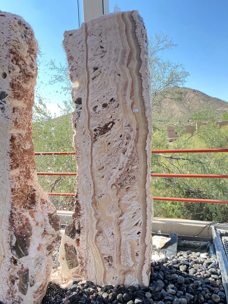 Travertine Pillars Fountain at Garden Center of Las Cruces