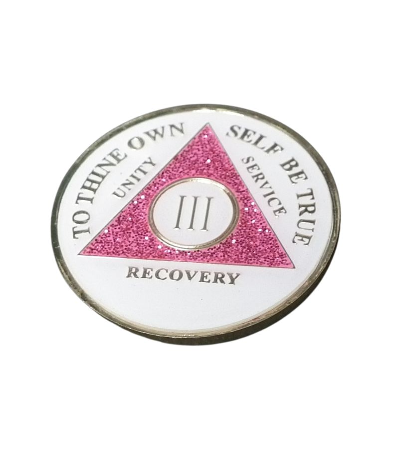 White and Pink Glitter Triplate